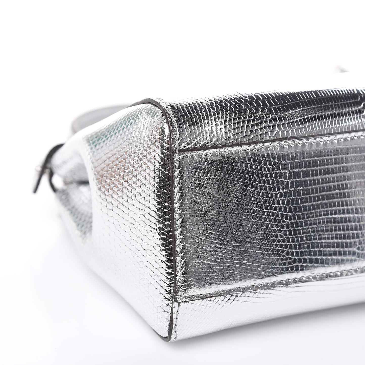 Metallic Lizard XS Peekaboo Iconic Satchel Silver