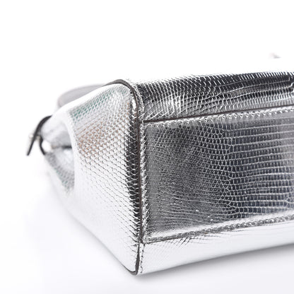 Fendi Metallic Lizard XS Peekaboo Iconic Satchel Silver 7 of 8
