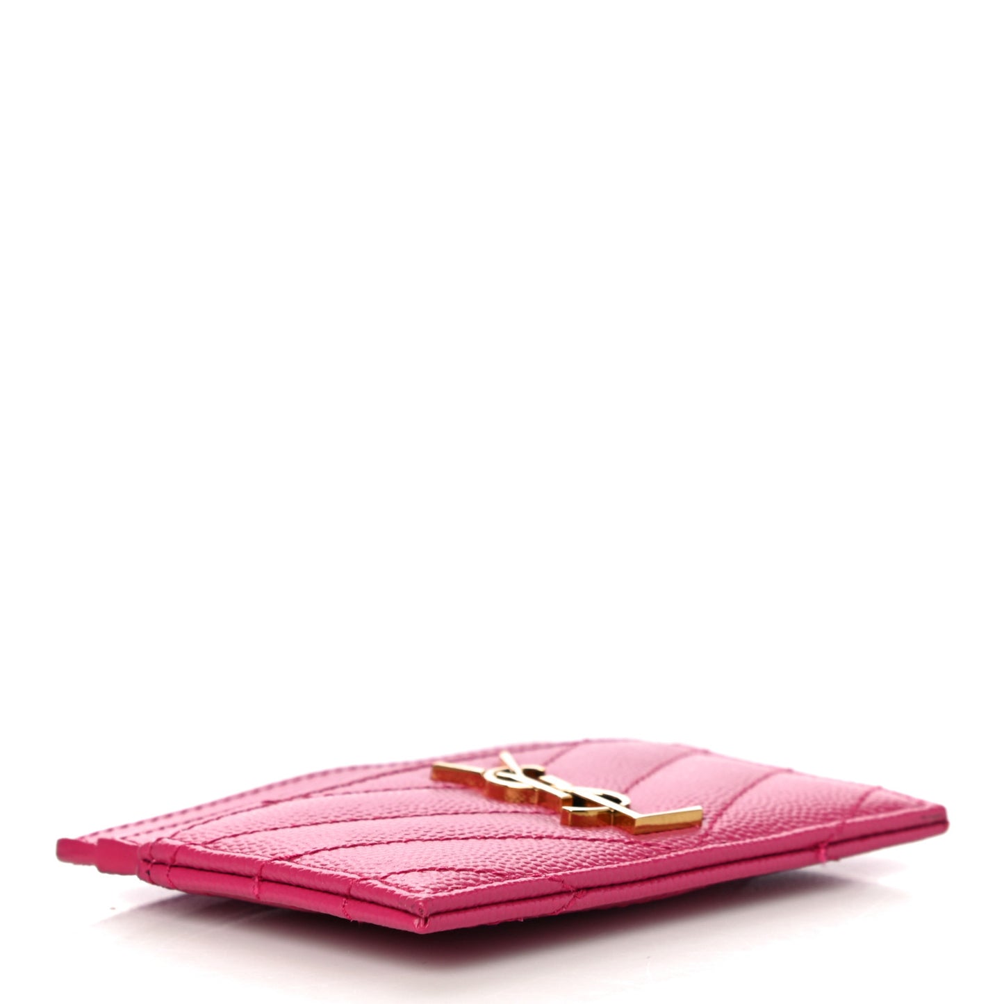 Grain De Poudre Matelasse Chevron Monogram Credit Card Case Fresh Fuxia