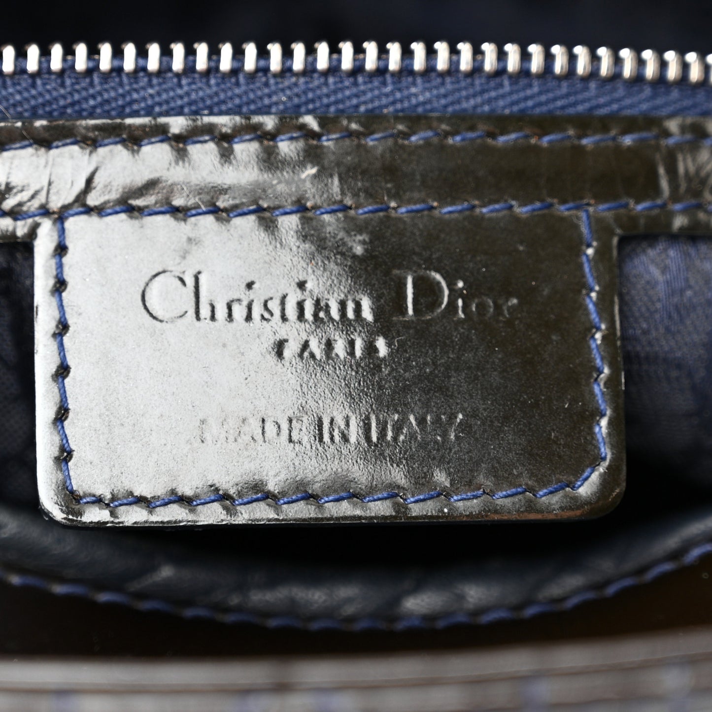 Patent Cannage Large Lady Dior Navy