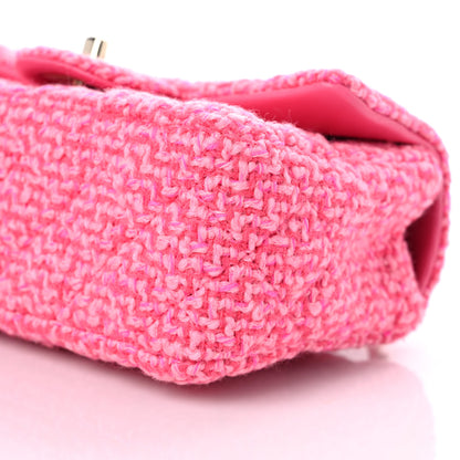 Chanel Wool Tweed Quilted Mini Rectangular Flap Dark Pink Fuchsia 9 of 10