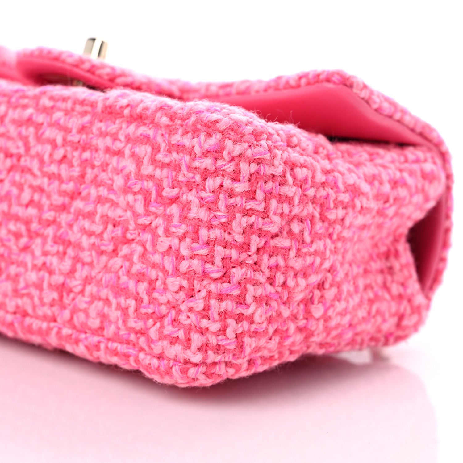 Chanel Wool Tweed Quilted Mini Rectangular Flap Dark Pink Fuchsia 9 of 10