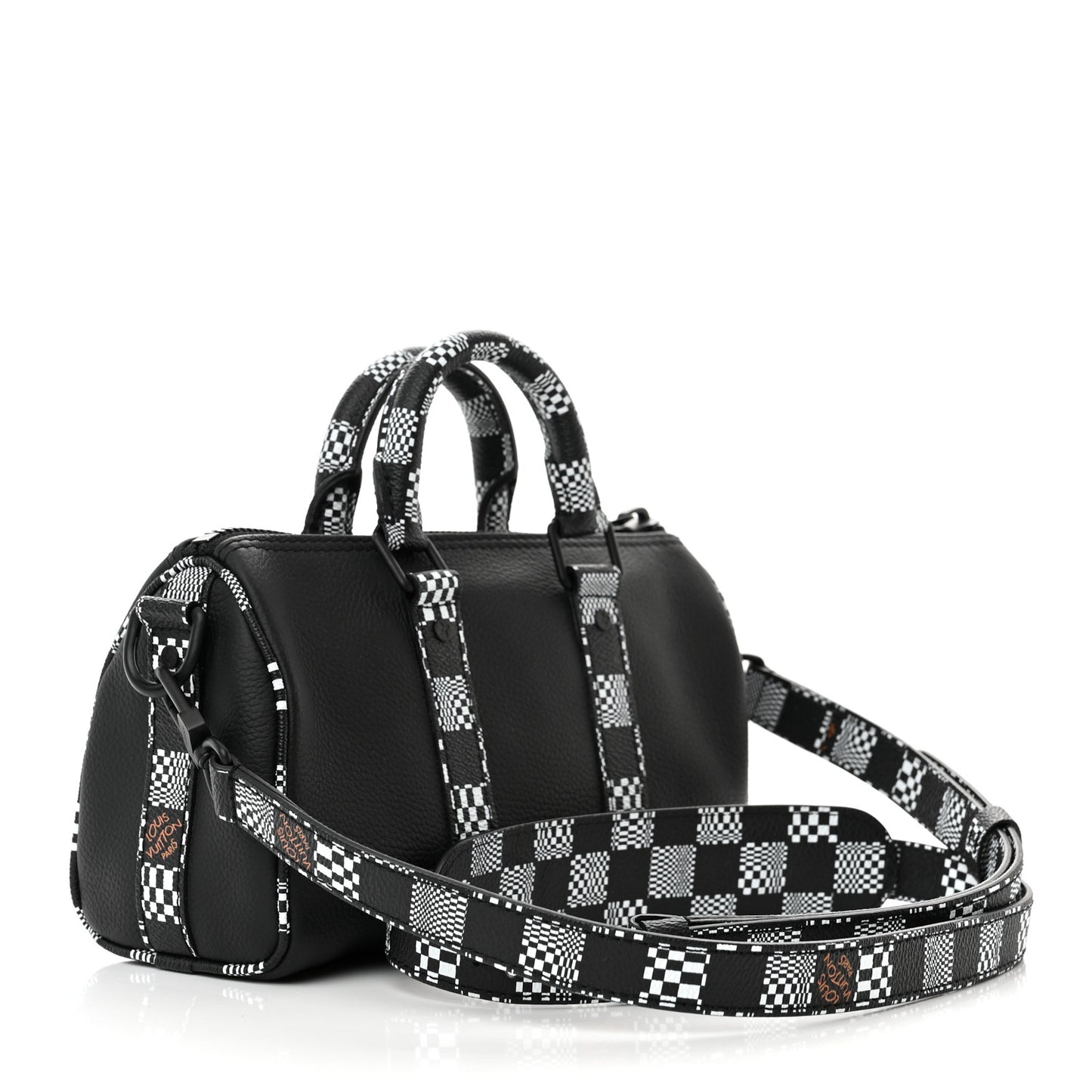 Calfskin Damier Distorted Keepall XS Black