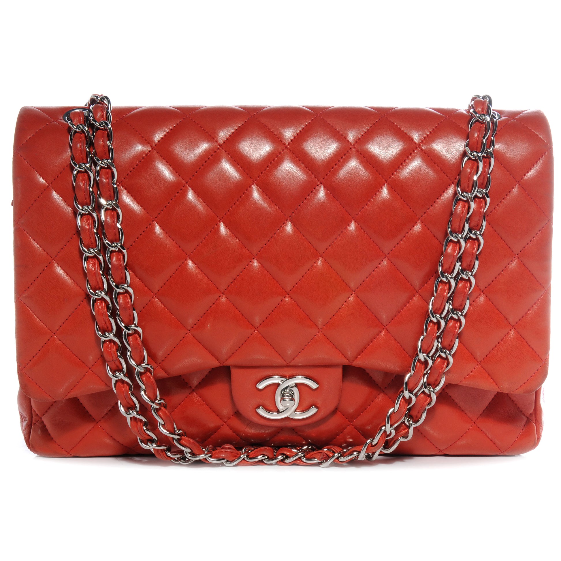 Chanel Lambskin Quilted Maxi Double Flap Red 1 of 8