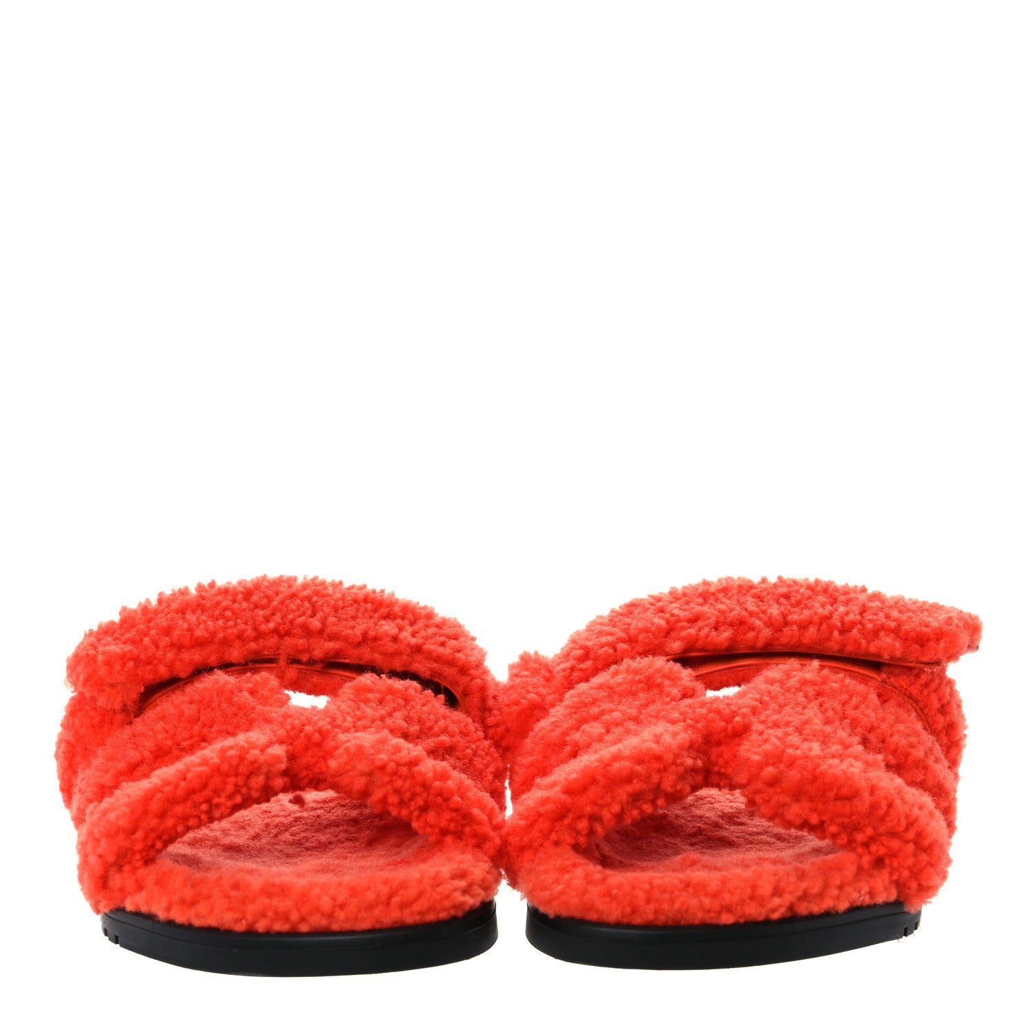 Hermes Woolskin Womens Chypre Sandals 38.5 Orange 2 of 8