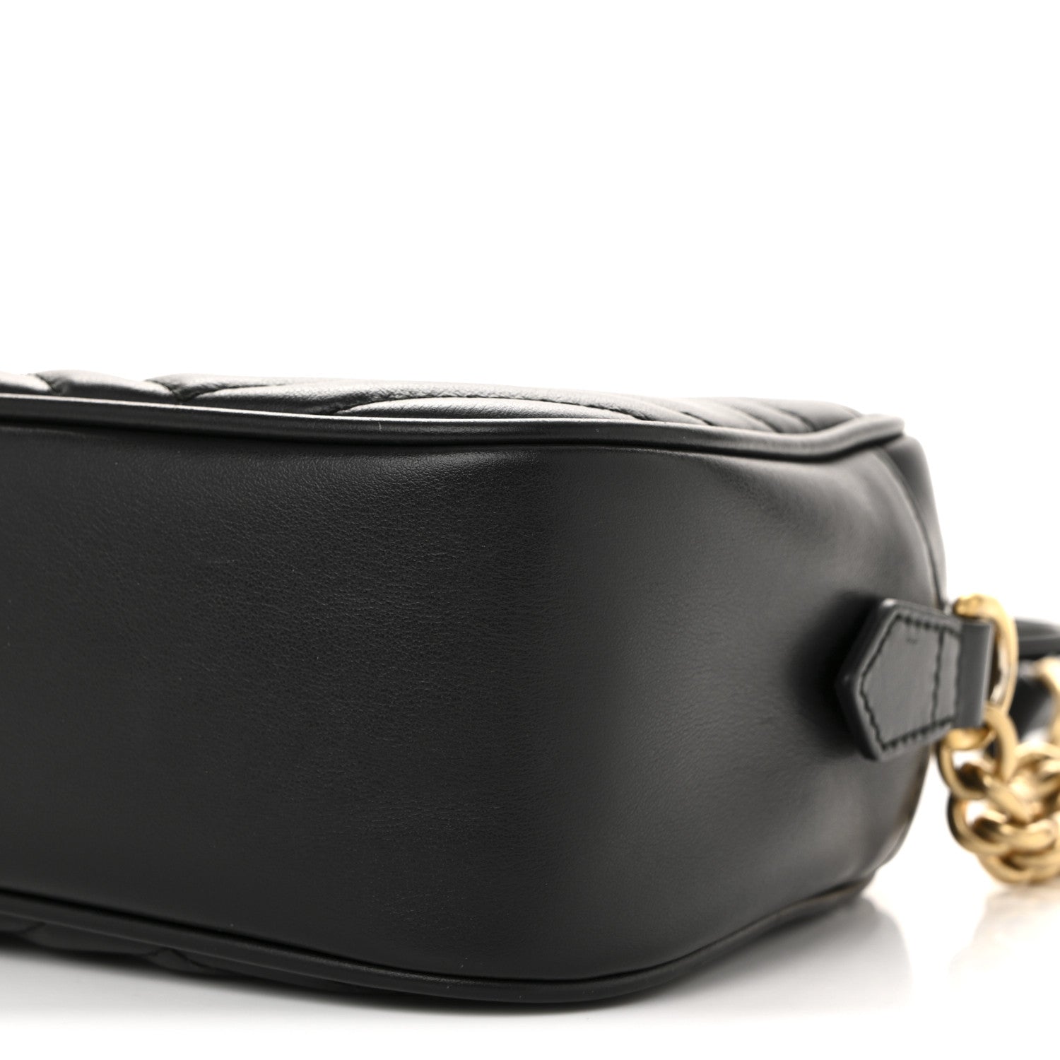 Gucci Calfskin Matelasse Small GG Marmont Chain Shoulder Bag Black 10 of 13