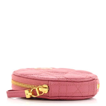 Christian Dior Calfskin Cannage Round Caro Pouch Pink Yarrow 4 of 10