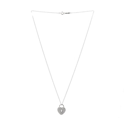Tiffany Platinum Diamond Small Heart Lock Pendant Necklace 3 of 8
