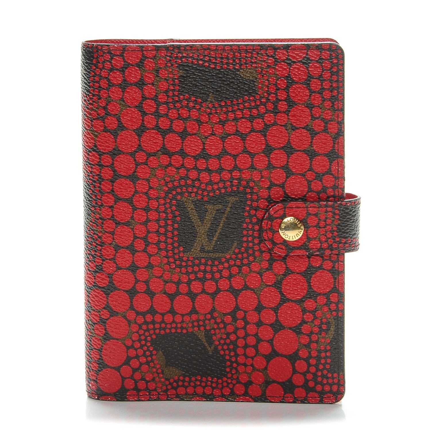 Louis Vuitton Monogram Kusama Town Small Ring Agenda Cover Red 1 of 7