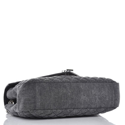 Saint Laurent Denim Mixed Matelasse Triquilt Large Monogram Envelope Satchel Black 4 of 9