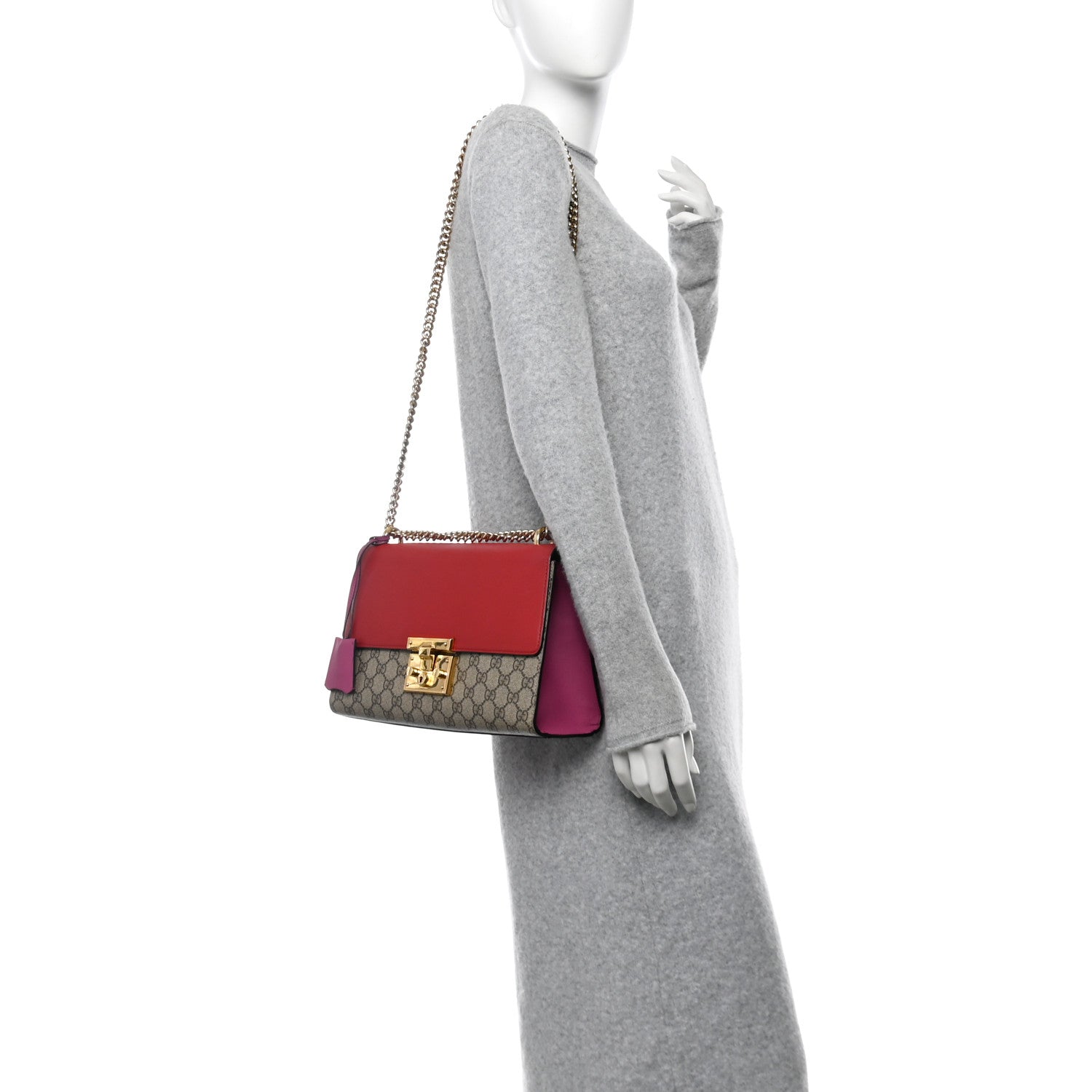 Gucci GG Supreme Monogram Calfskin Medium Padlock Shoulder Bag Beige Hibiscus Red New Rosette 2 of 11
