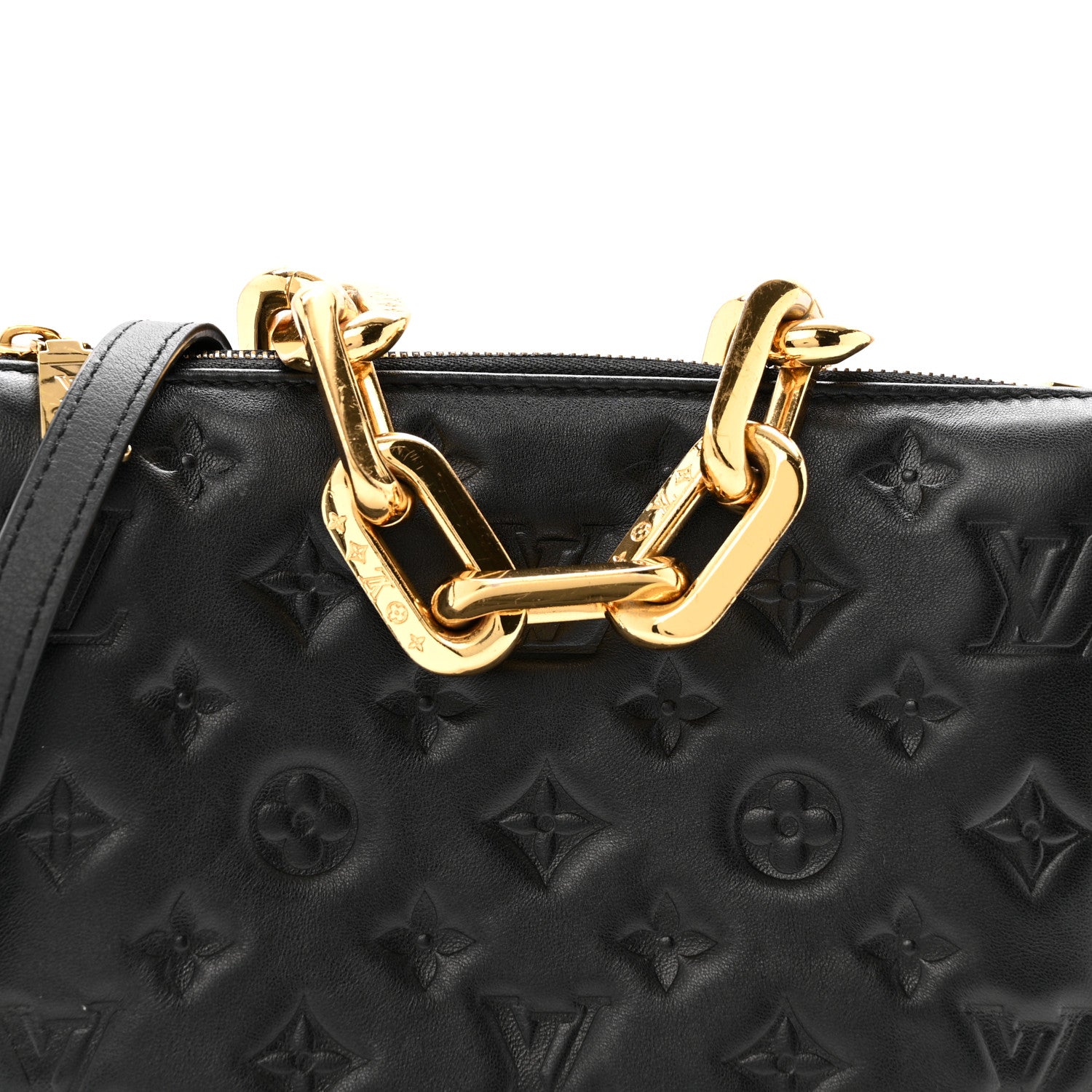 Louis Vuitton Lambskin Embossed Monogram Coussin BB Black 1840010