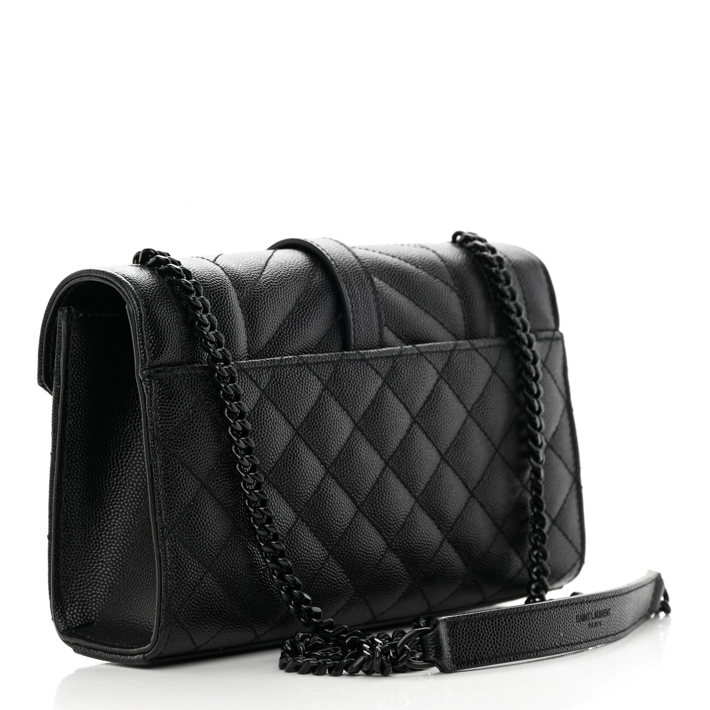 Grain De Poudre Textured Mixed Matelasse Triquilt Small Monogram Monochrome Satchel Black