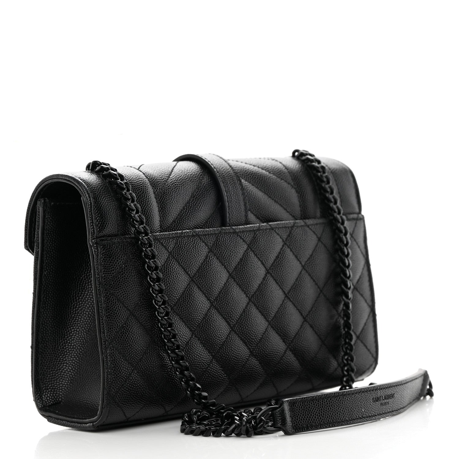 Saint Laurent Grain De Poudre Textured Mixed Matelasse Triquilt Small Monogram Monochrome Satchel Black 3 of 10