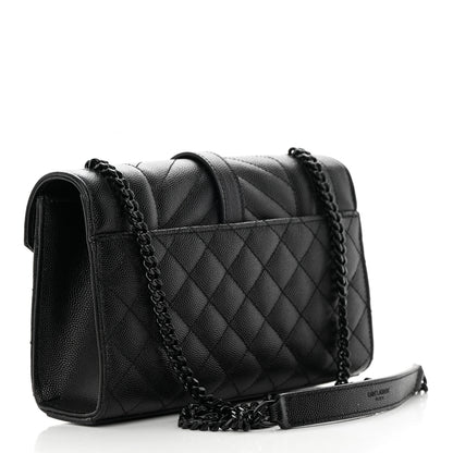 Saint Laurent Grain De Poudre Textured Mixed Matelasse Triquilt Small Monogram Monochrome Satchel Black 3 of 10