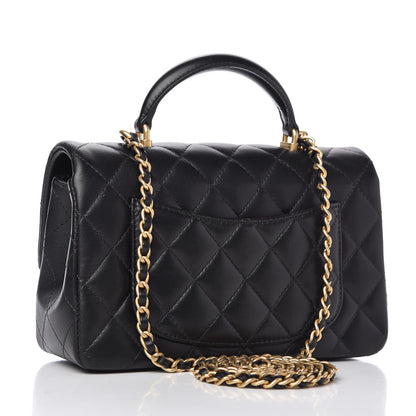 Chanel Lambskin Quilted Mini Top Handle Rectangular Flap Black 3 of 11