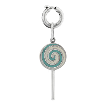Tiffany Sterling Silver Enamel Lollipop Charm Blue White 1 of 3