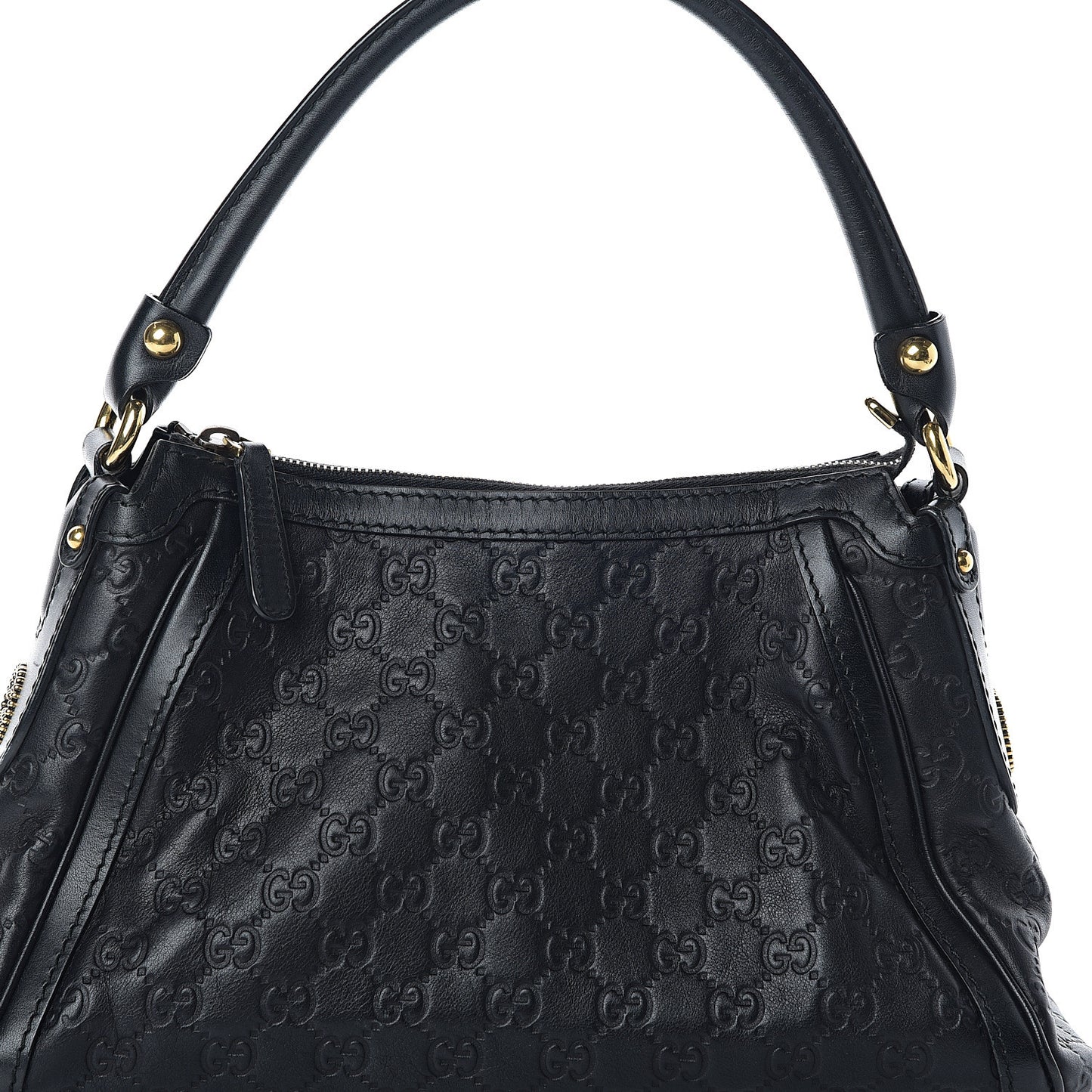 Guccissima Small Scarlett Studded Interlocking G Hobo Black