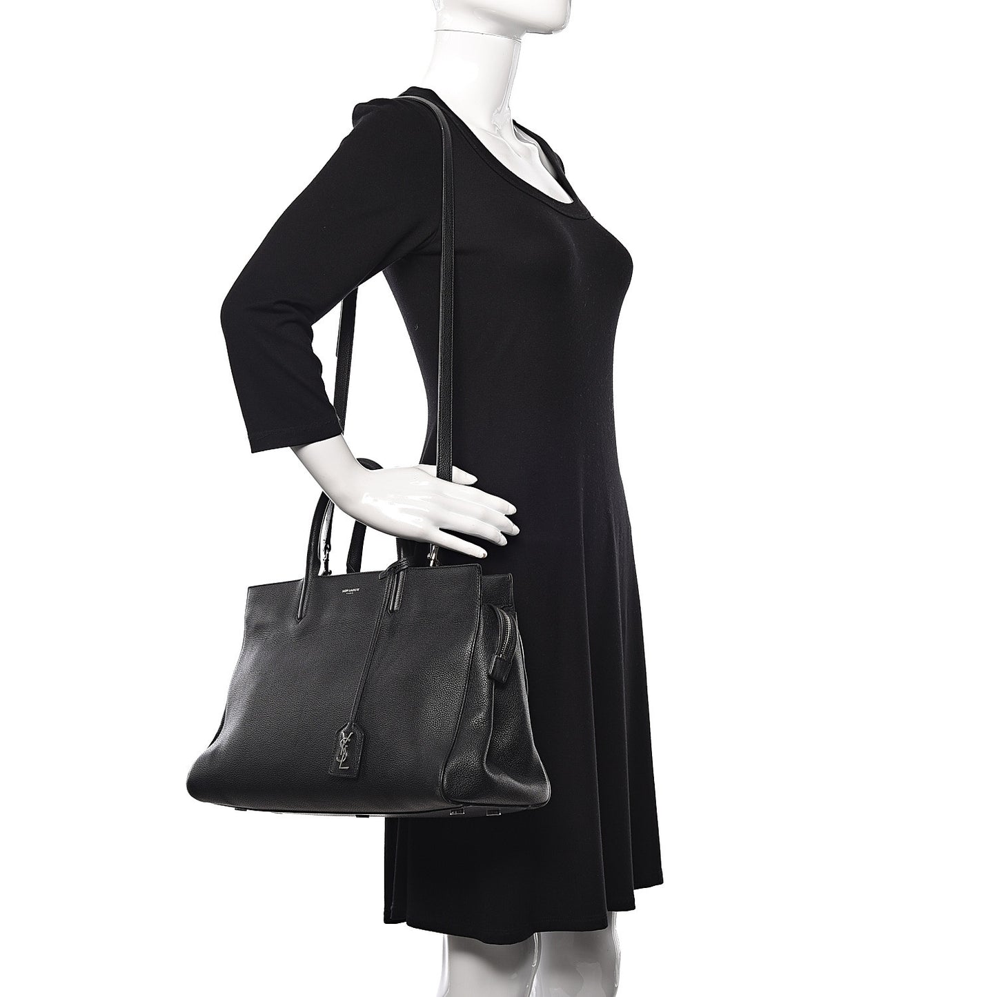 Grained Calfskin Medium Rive Gauche Cabas Black