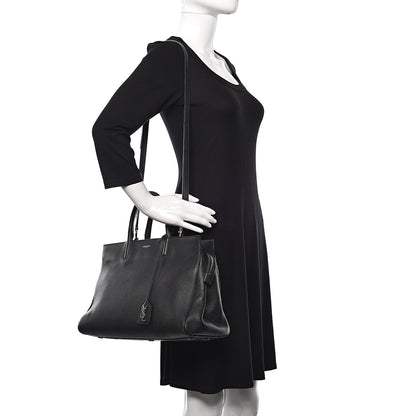Saint Laurent Grained Calfskin Medium Rive Gauche Cabas Black 2 of 22