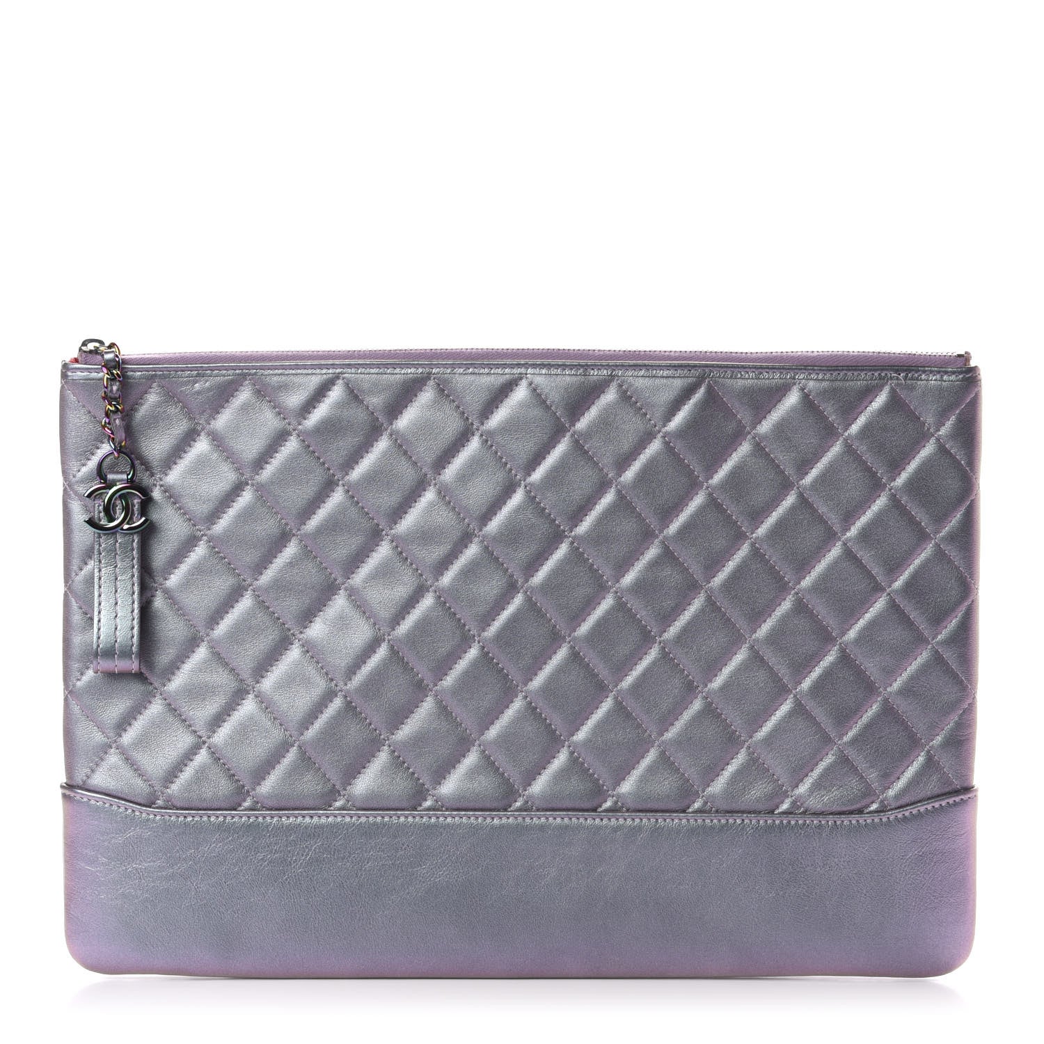 Chanel Iridescent Lambskin Quilted Large Gabrielle Cosmetic Case Light Purple 1 of 8