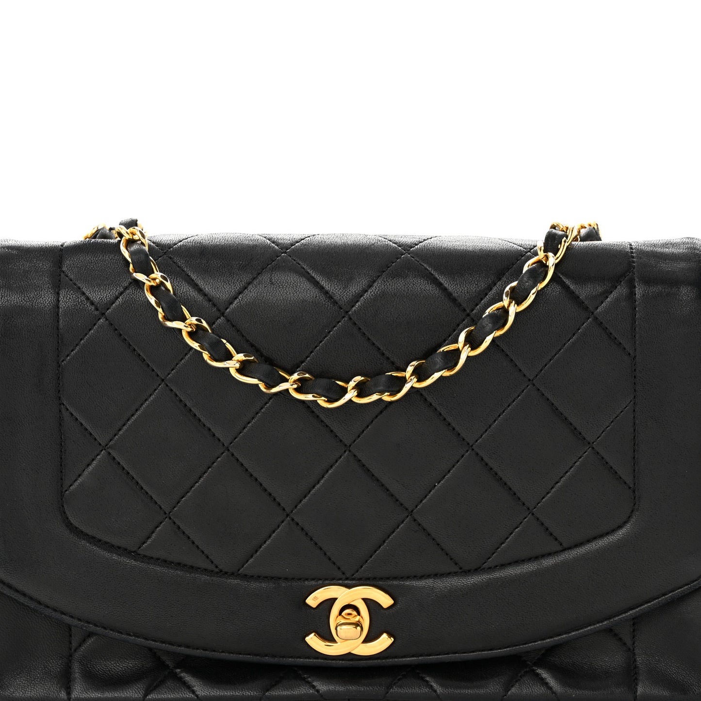 Lambskin Quilted Medium Single Flap Black