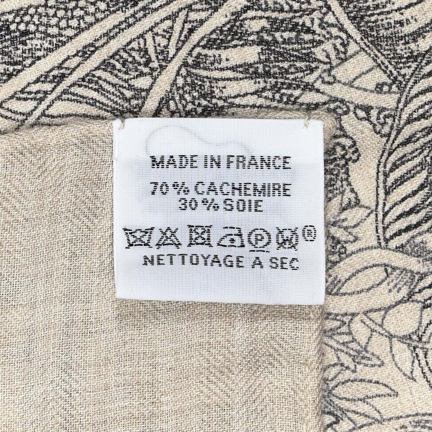 Cashmere Silk Faubourg Tropical Shawl 140 Naturel Gris Anthracite