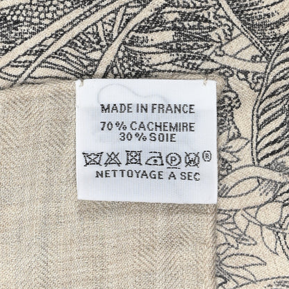 Hermes Cashmere Silk Faubourg Tropical Shawl 140 Naturel Gris Anthracite 5 of 7