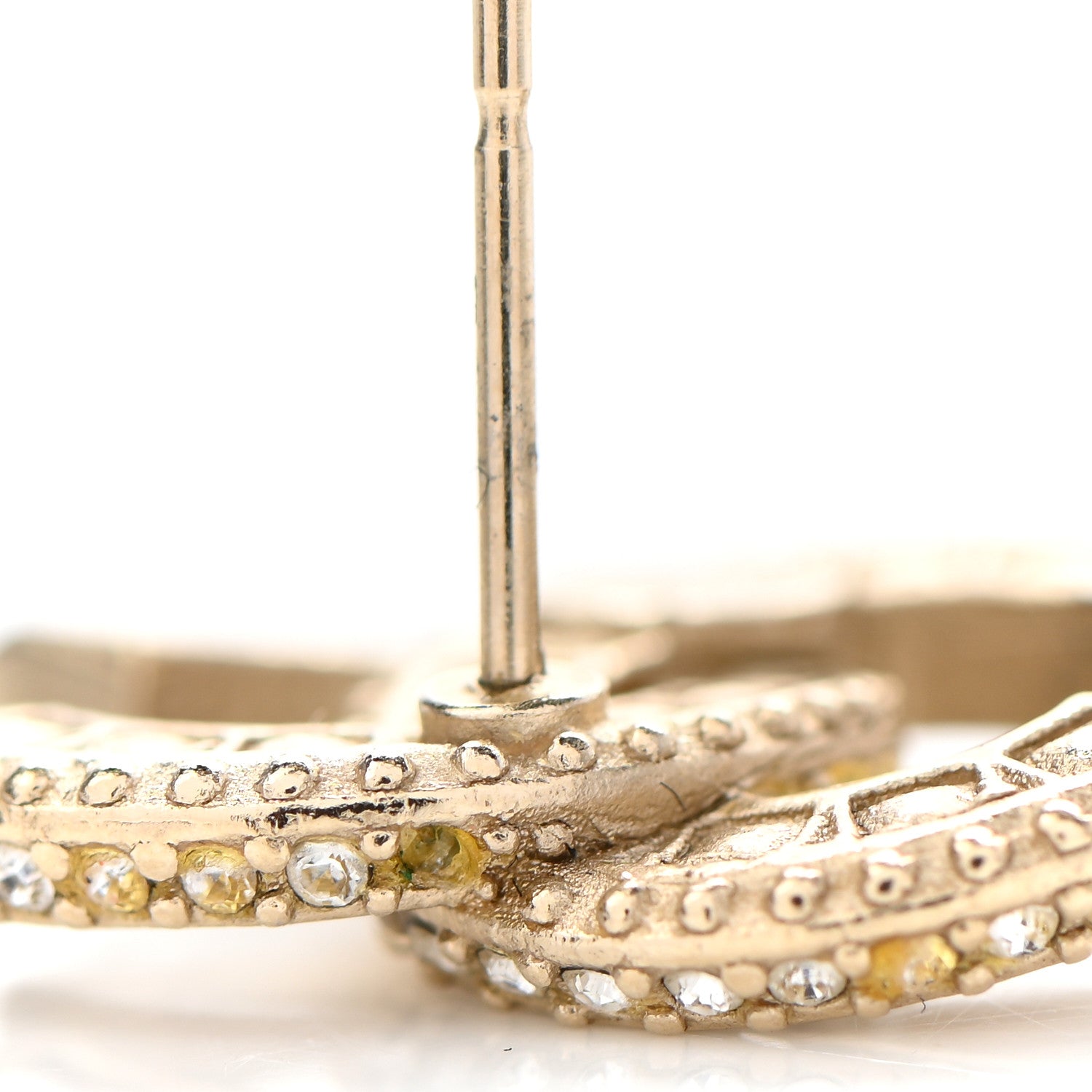 Chanel Crystal Timeless CC Earrings Light Gold 5 of 6