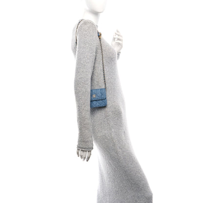 Chanel Denim Quilted CC Pearl Crush Clutch With Chain Blue 2 of 11