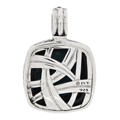 David Yurman Sterling Silver Diamond Turquoise 17mm Albion Enhancer Pendant 3 of 3