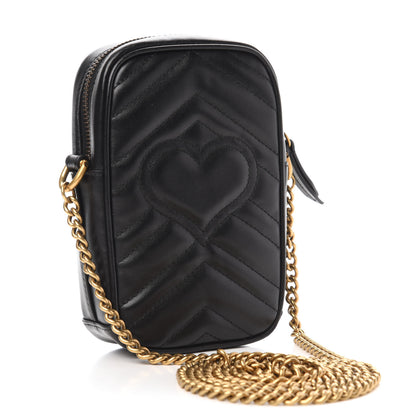 Gucci Calfskin Matelasse Mini GG Marmont Crossbody Bag Black 3 of 10
