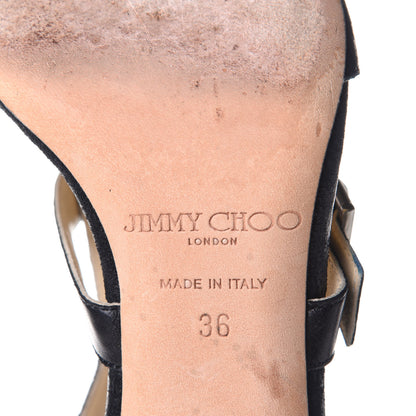 Jimmy Choo Suede T-Strap Buckle Pumps 36 Black 8 of 9