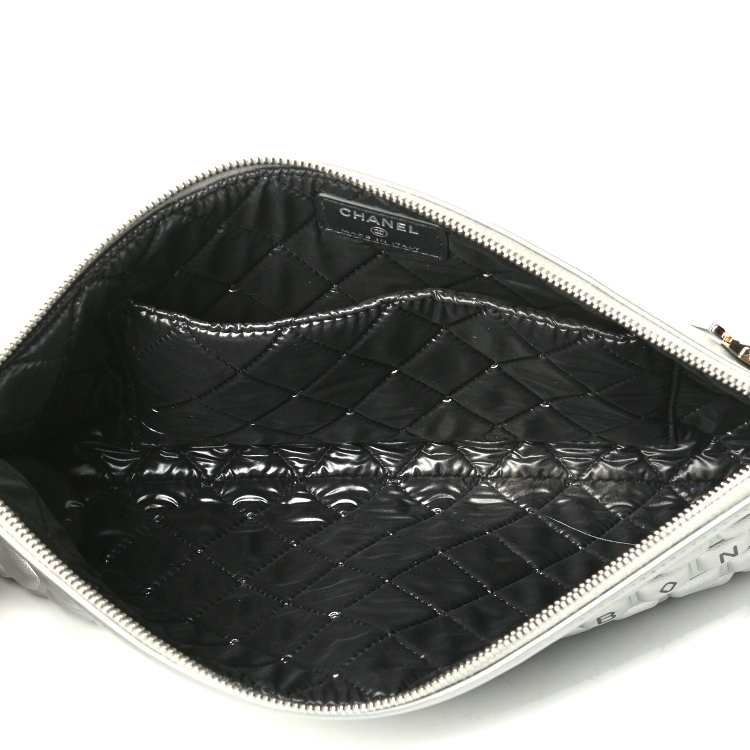Chanel Metallic Calfskin Keyboard Pouch Silver 4 of 6