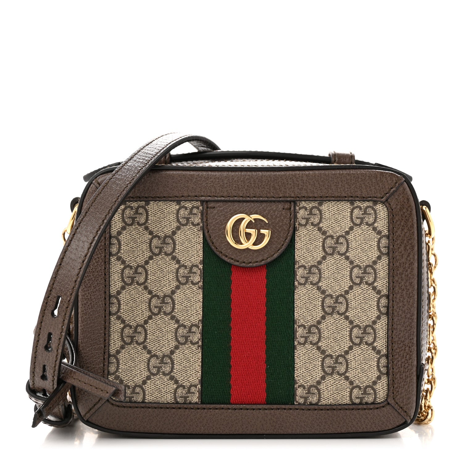 Gucci GG Supreme Monogram Mini Ophidia Top Handle Shoulder Bag Brown 1 of 10