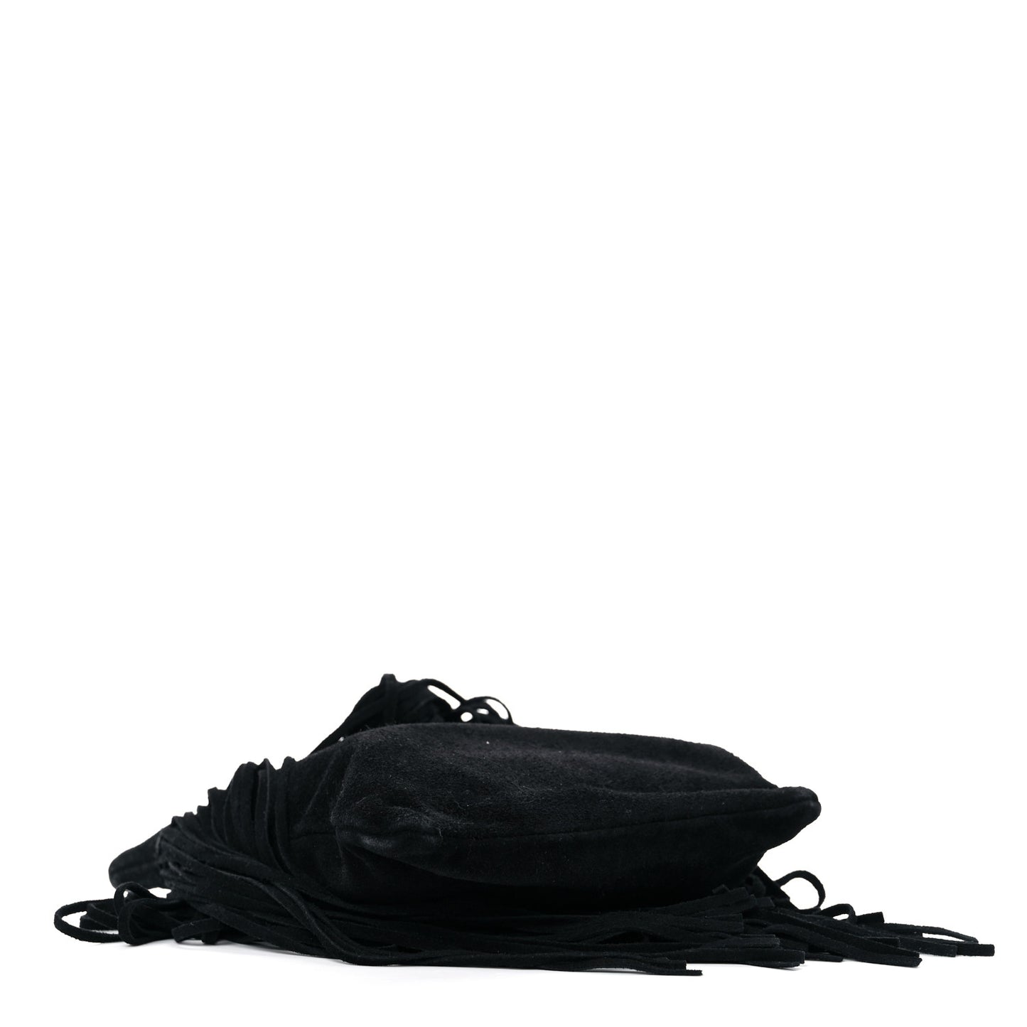 Suede Calfskin Small Grace Fringed Hobo Bag Rope Black