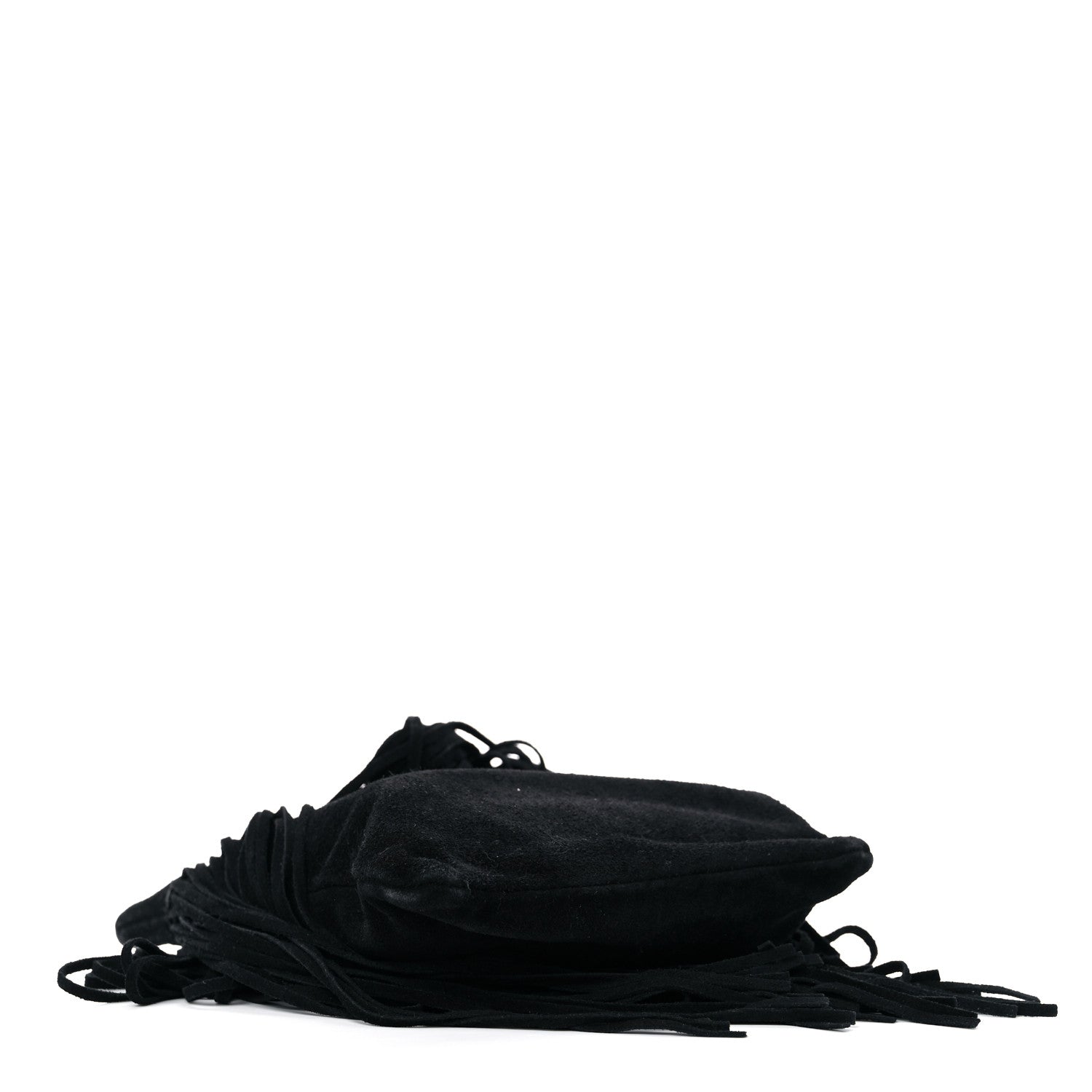 Saint Laurent Suede Calfskin Small Grace Fringed Hobo Bag Rope Black 4 of 9