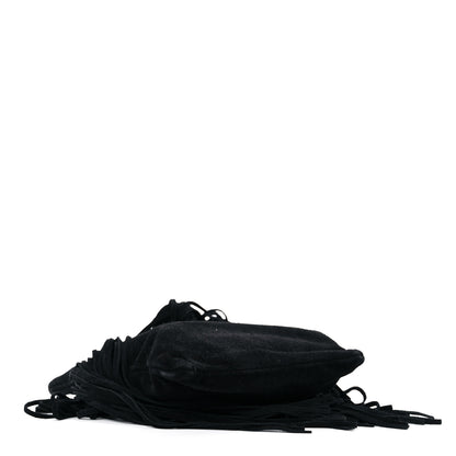 Saint Laurent Suede Calfskin Small Grace Fringed Hobo Bag Rope Black 4 of 9