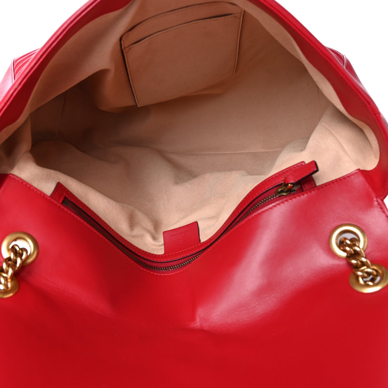 Gucci Calfskin Matelasse Large GG Marmont Shoulder Bag Hibiscus Red 4 of 4