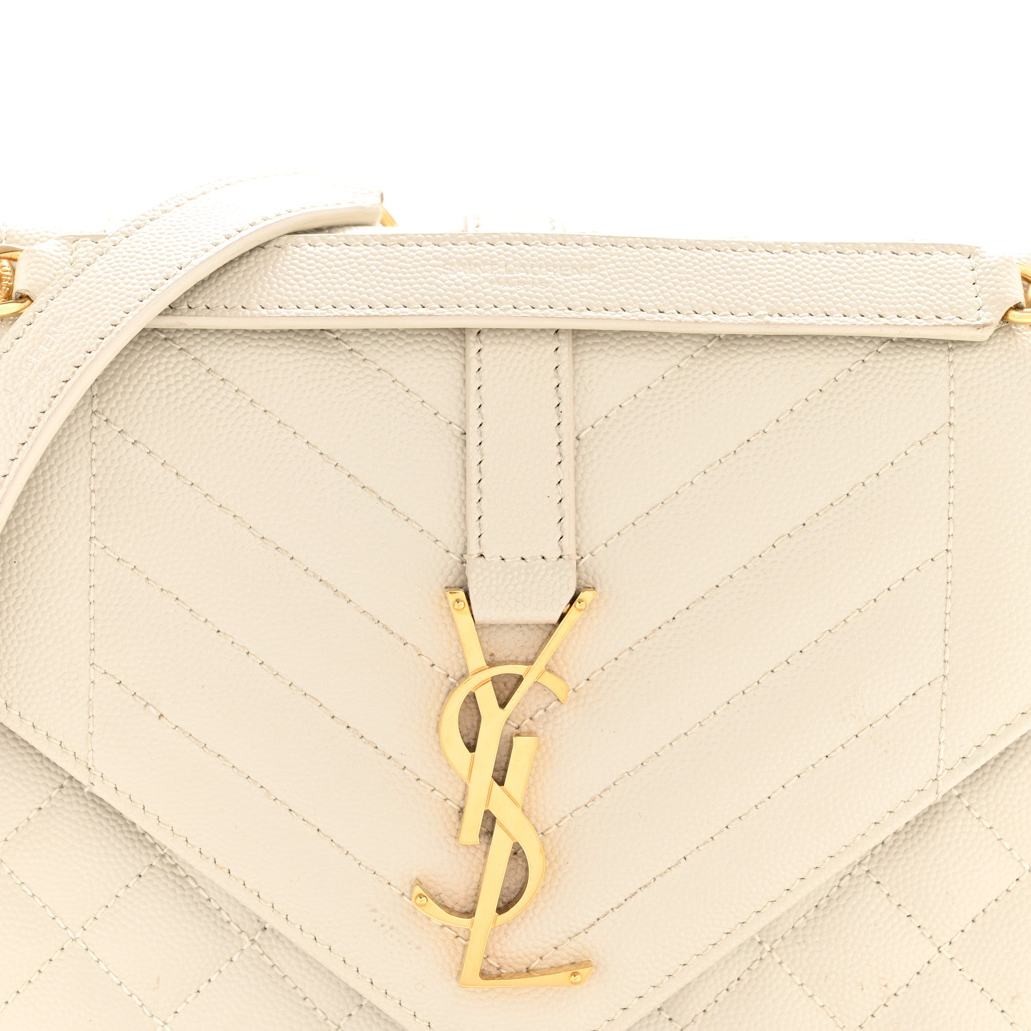 Saint Laurent Grain De Poudre Textured Mixed Matelasse Medium Triquilt Monogram Satchel Crema Soft 8 of 14