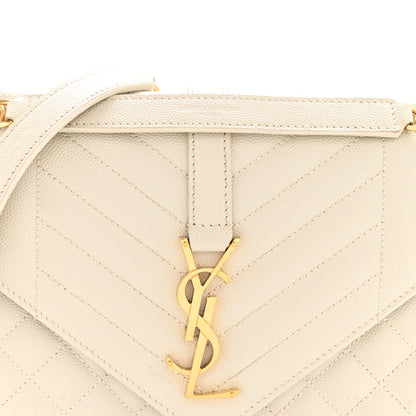 Saint Laurent Grain De Poudre Textured Mixed Matelasse Medium Triquilt Monogram Satchel Crema Soft 8 of 14
