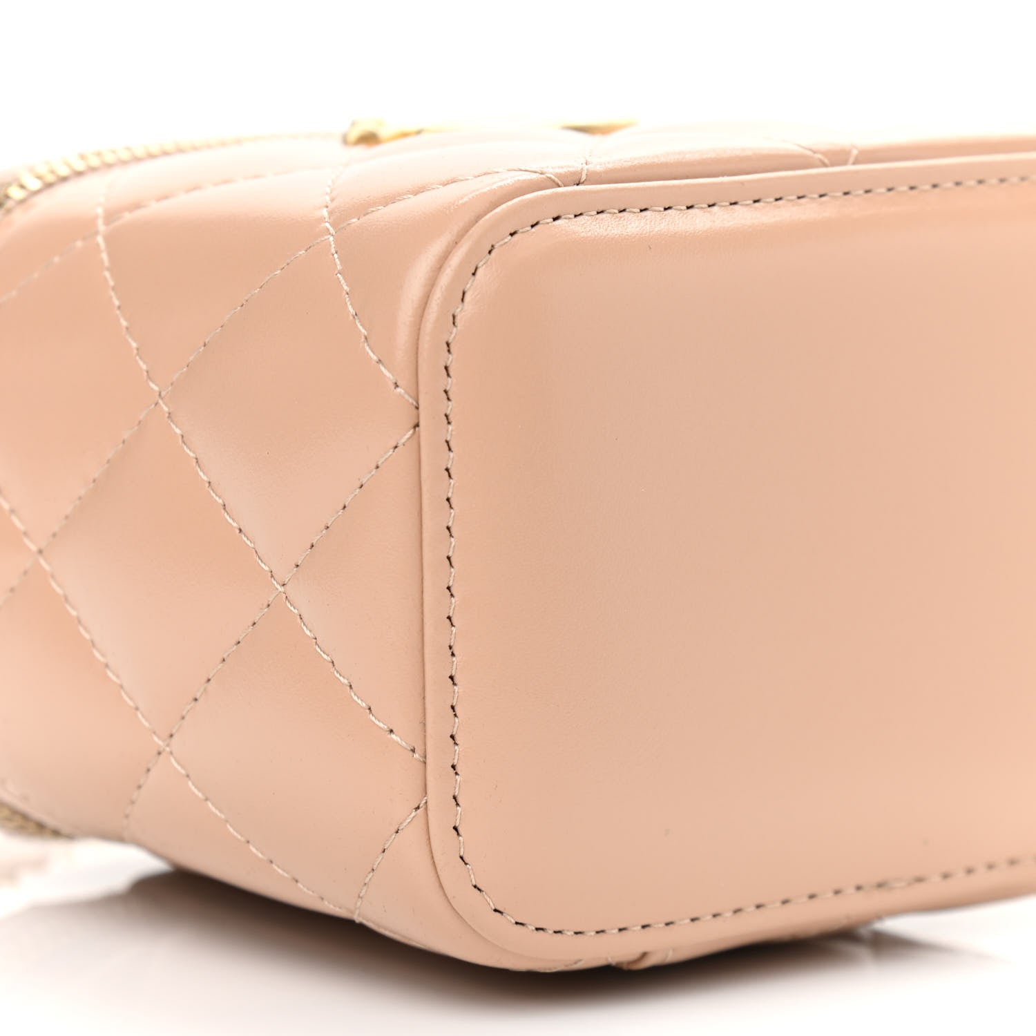 Chanel Calfskin Quilted Mini Perfect Fit Vanity Case With Chain Beige 9 of 11
