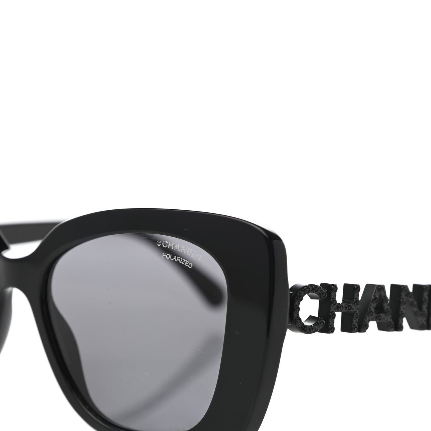Acetate Strass Polarized Square Sunglasses 5422-B Black