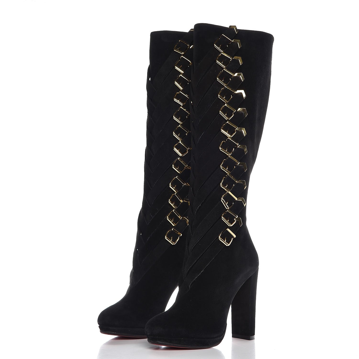 Christian Louboutin Suede Lady Troop 120 Tall Boots 39 Black 3 of 9