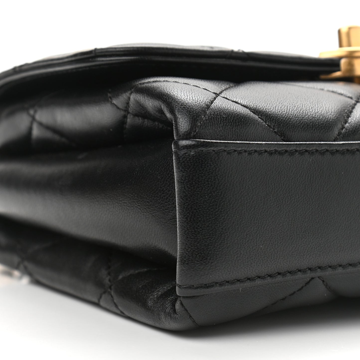 Lambskin Quilted Mini CC Crystal Logo Chain Flap Black