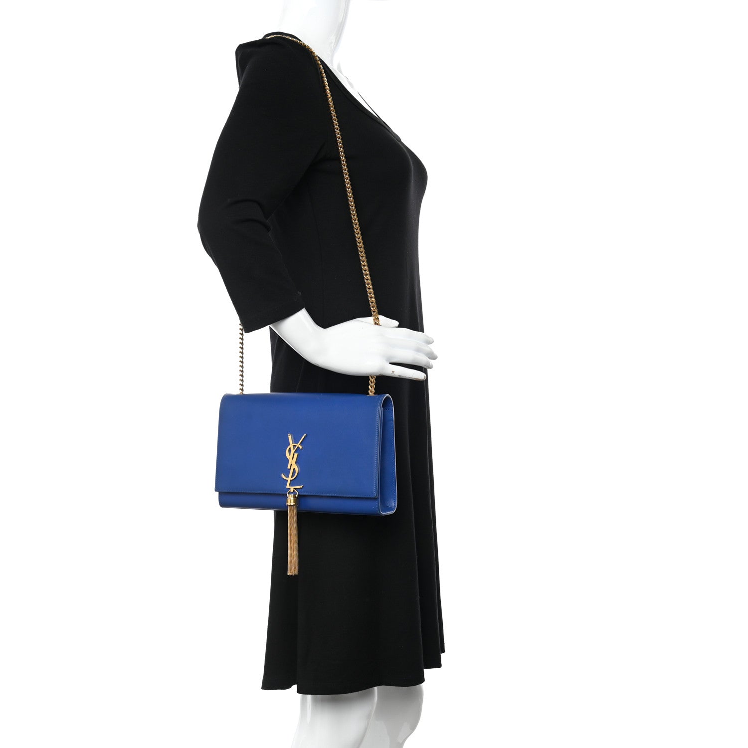 Saint Laurent Smooth Calfskin Medium Classic Monogram Kate Tassel Satchel Royal Blue 2 of 21