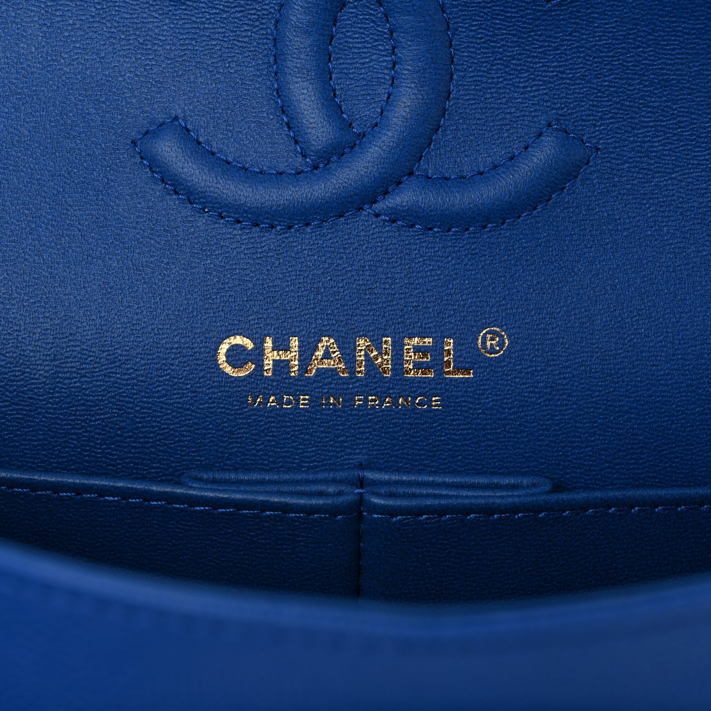 Caviar Quilted Small Double Flap Dark Blue