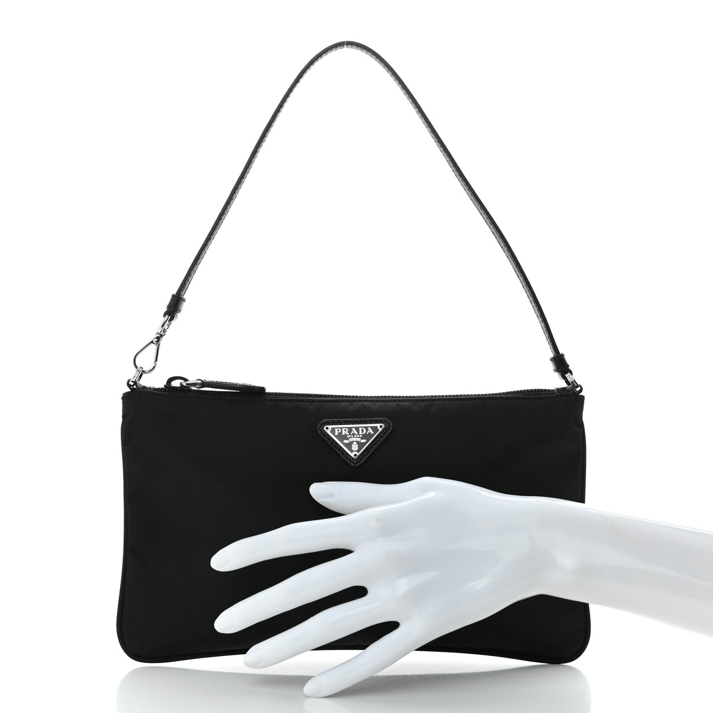 Tessuto Nylon Saffiano Flat Pochette Black