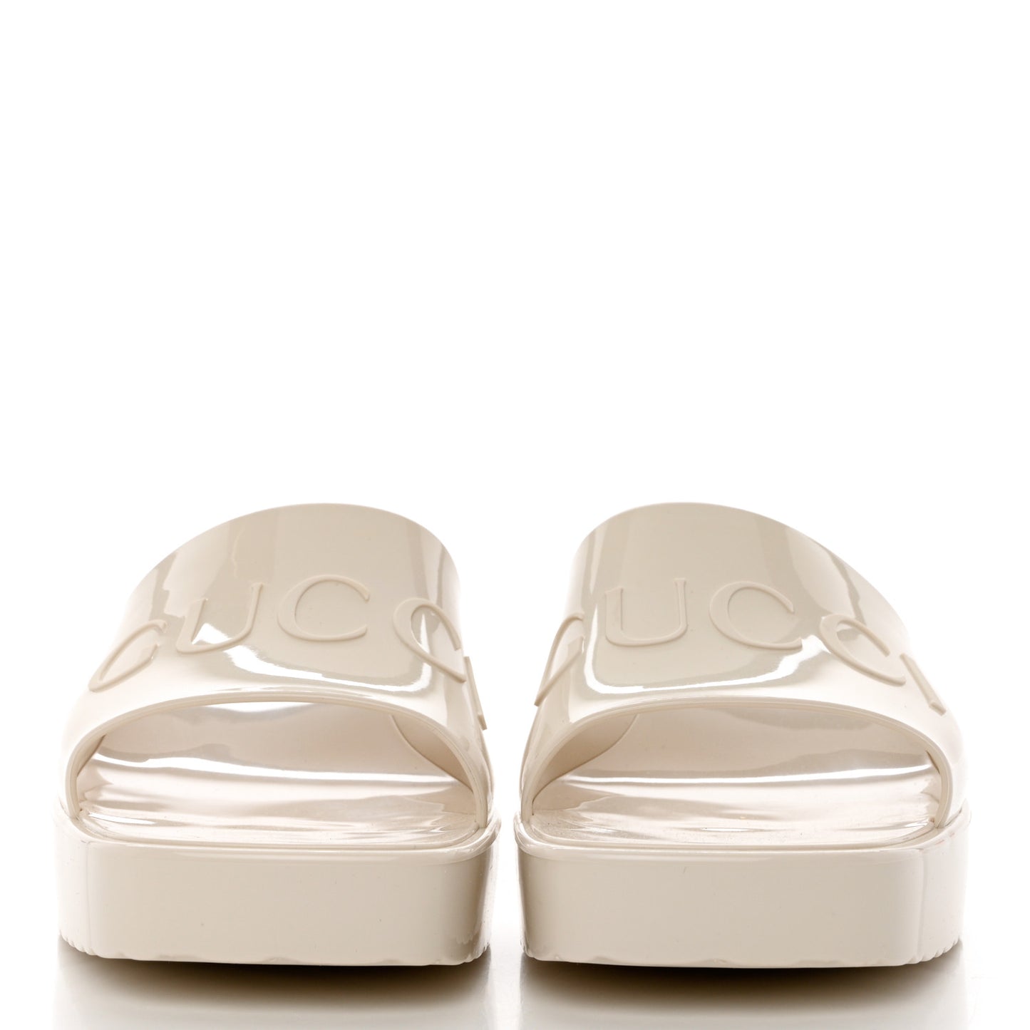 Rubber Gucci Logo Womens Platform 20/60mm Slide Sandals 38 Mystic White