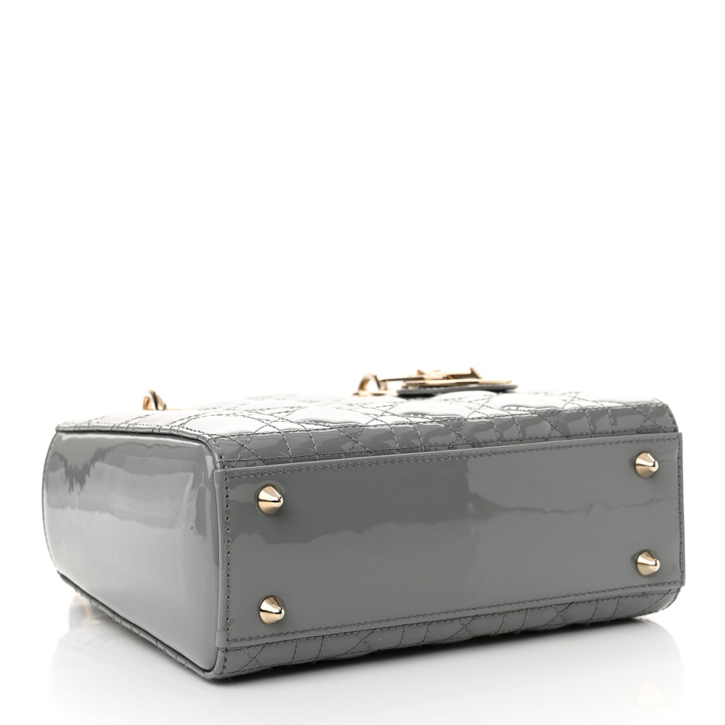 Patent Cannage Small Lady Dior Grey
